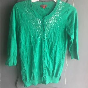 TARGET Merona S Sequin Emerald Mid-Sleeve Cardigan