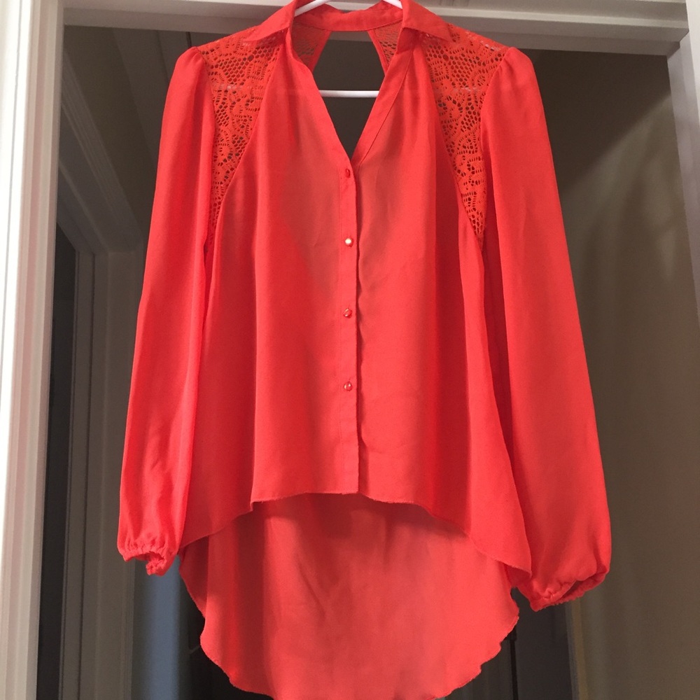 Orange backless blouse