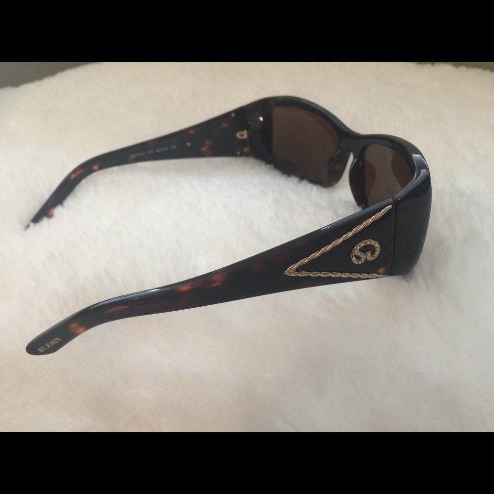 St. John tortoise brown sunglasses w/ gold inlays