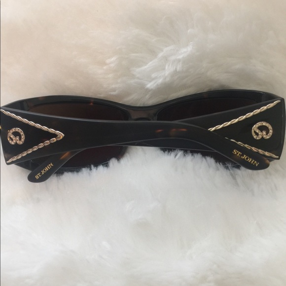 St. John tortoise brown sunglasses w/ gold inlays main image 2