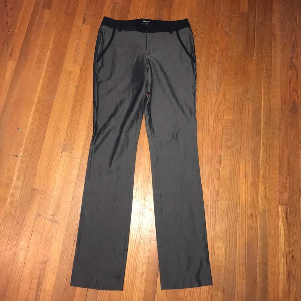 BEBE silver/gray dress pants with black trim