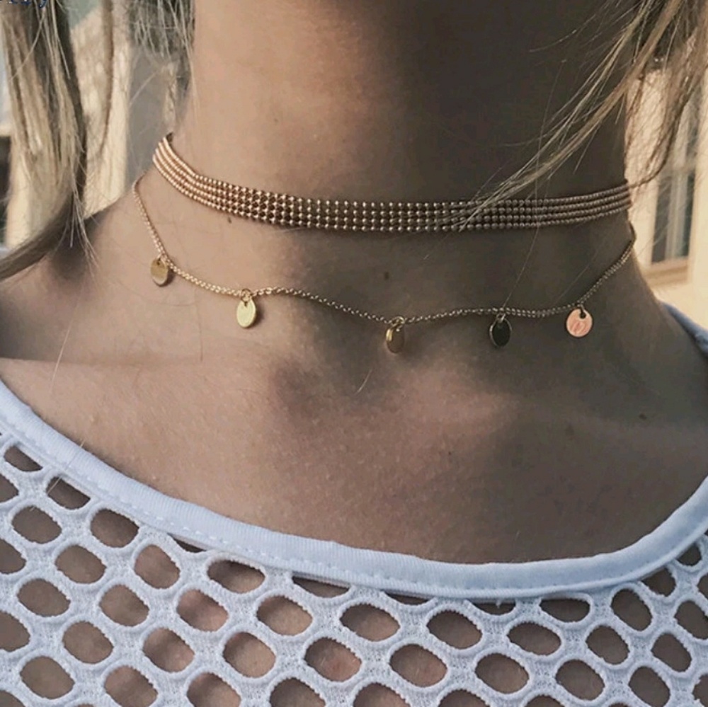 🆕Gold Disc Choker Layered Necklace