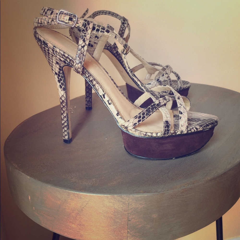 Aldo snakeskin, platform sandals size 7