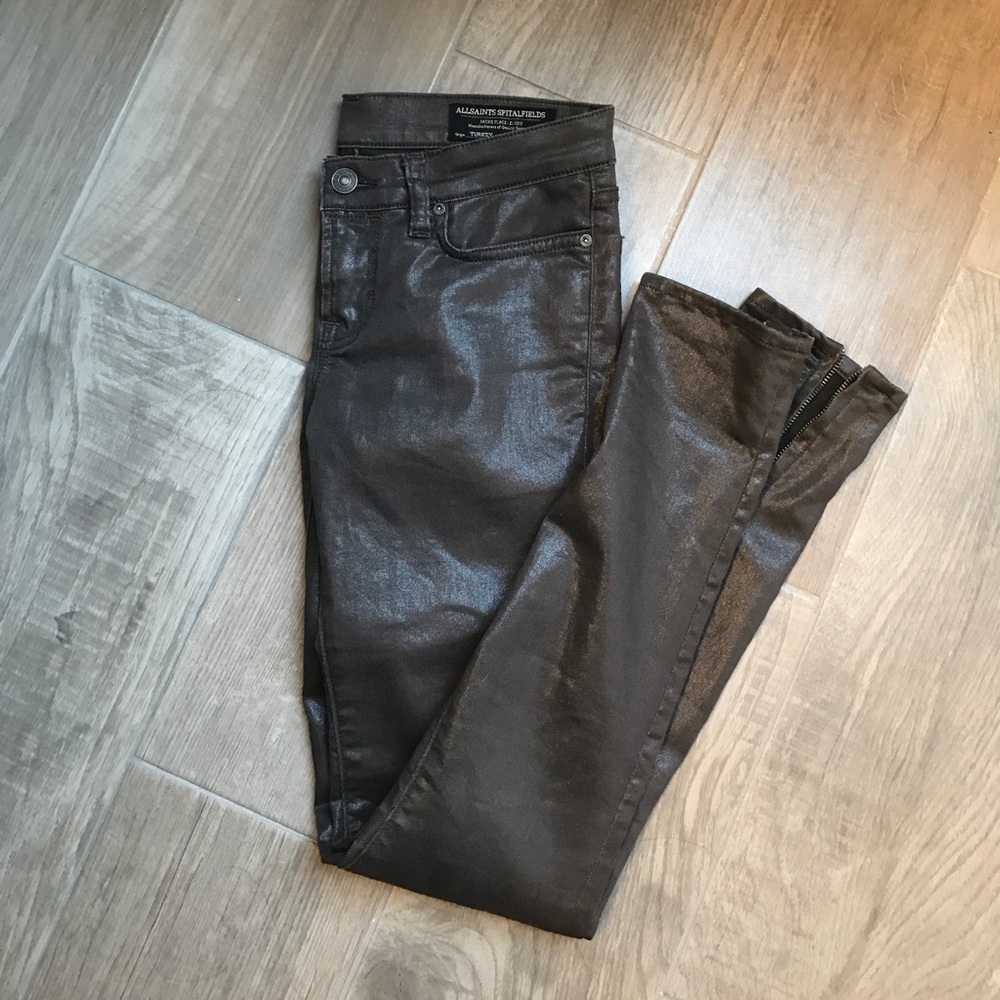 All Saints Metallic Skinny Jeans