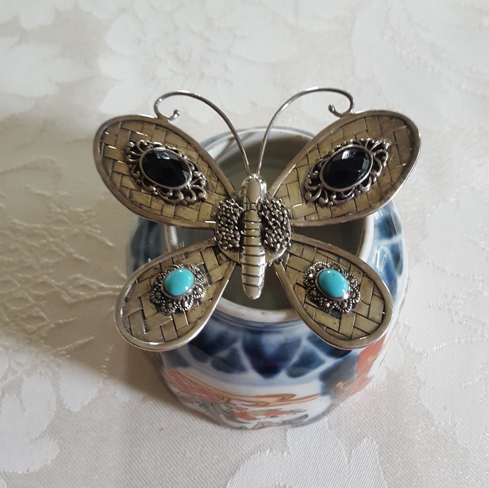 Sterling large butterfly  pendant.