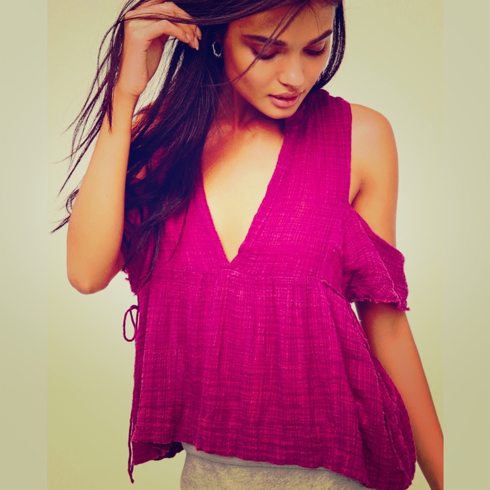 FP One Gauze Indus Top in Plum XS Free People