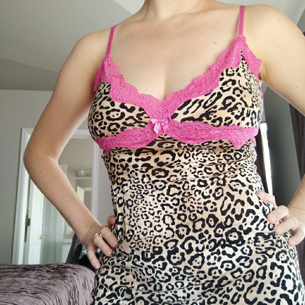 Leopard print lace nightgown lingerie