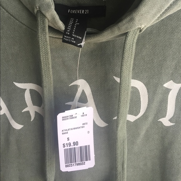 BNWT Forever 21 S SeaFoam Green PARADISE Hoodie - Picture 3 of 4