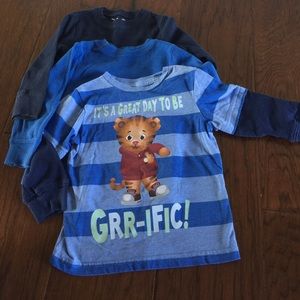 Daniel Tiger long sleeve T and 2 thermals