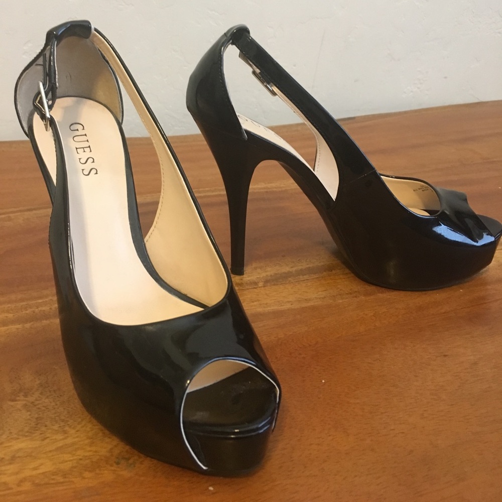 Guess Black Pumps with Peep Toe and Slingback Heel