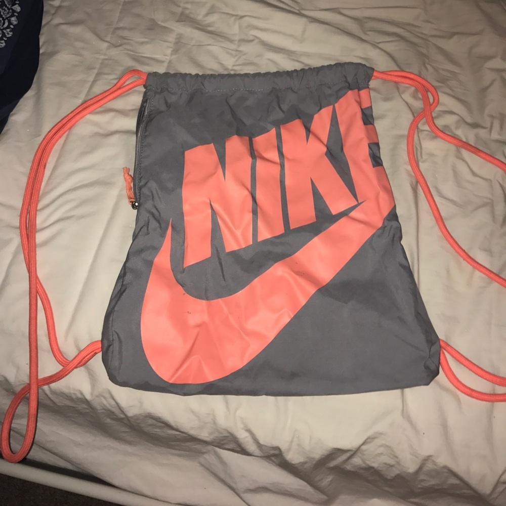 Grey and Peach Nike String Bag