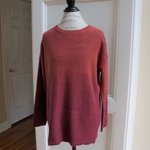 Ladder Back Cotton Sweater Tunic Ombre Dye Rust - Picture 4 of 5