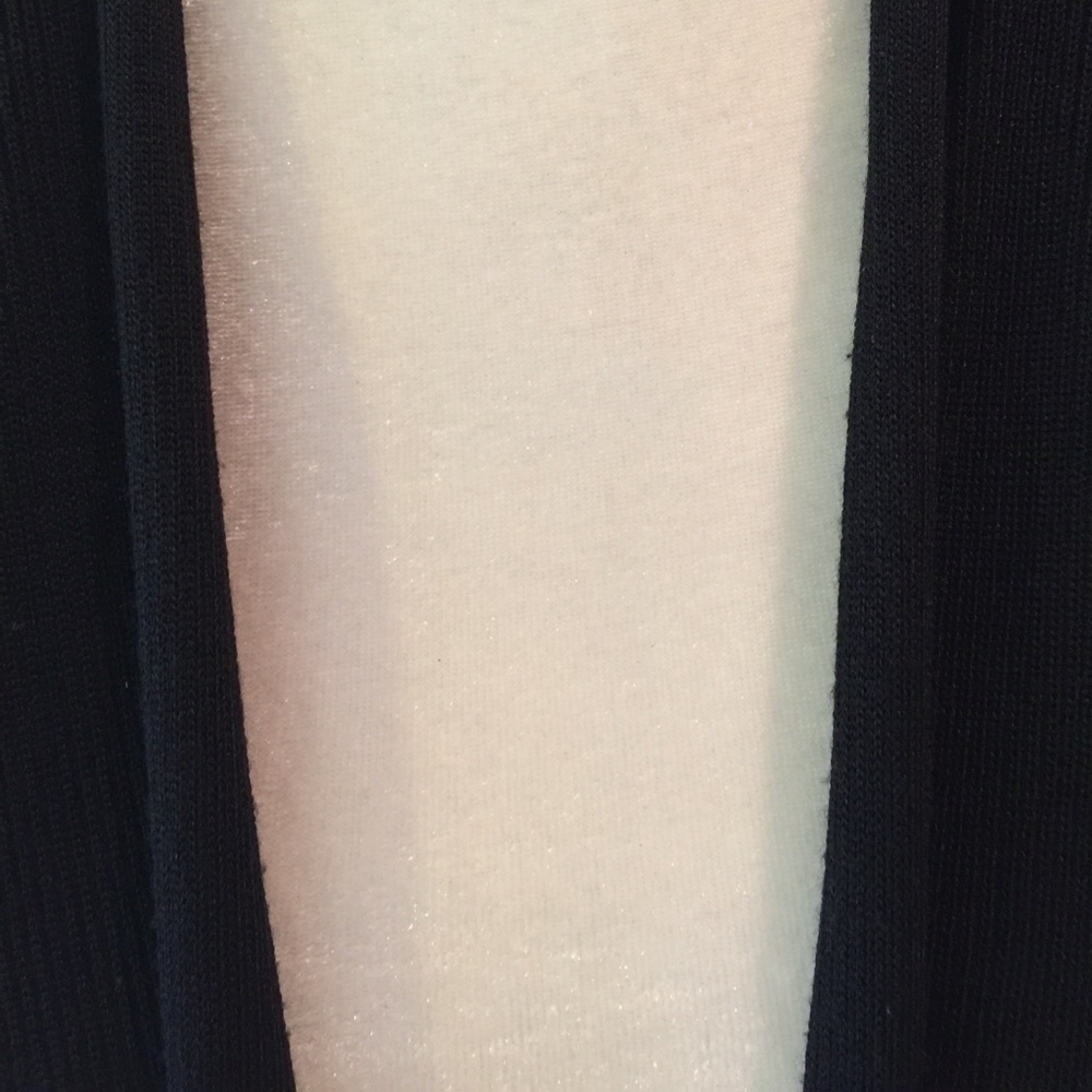 Black Knit Sleeveless Open Long Cardigan / Vest - Picture 3 of 6