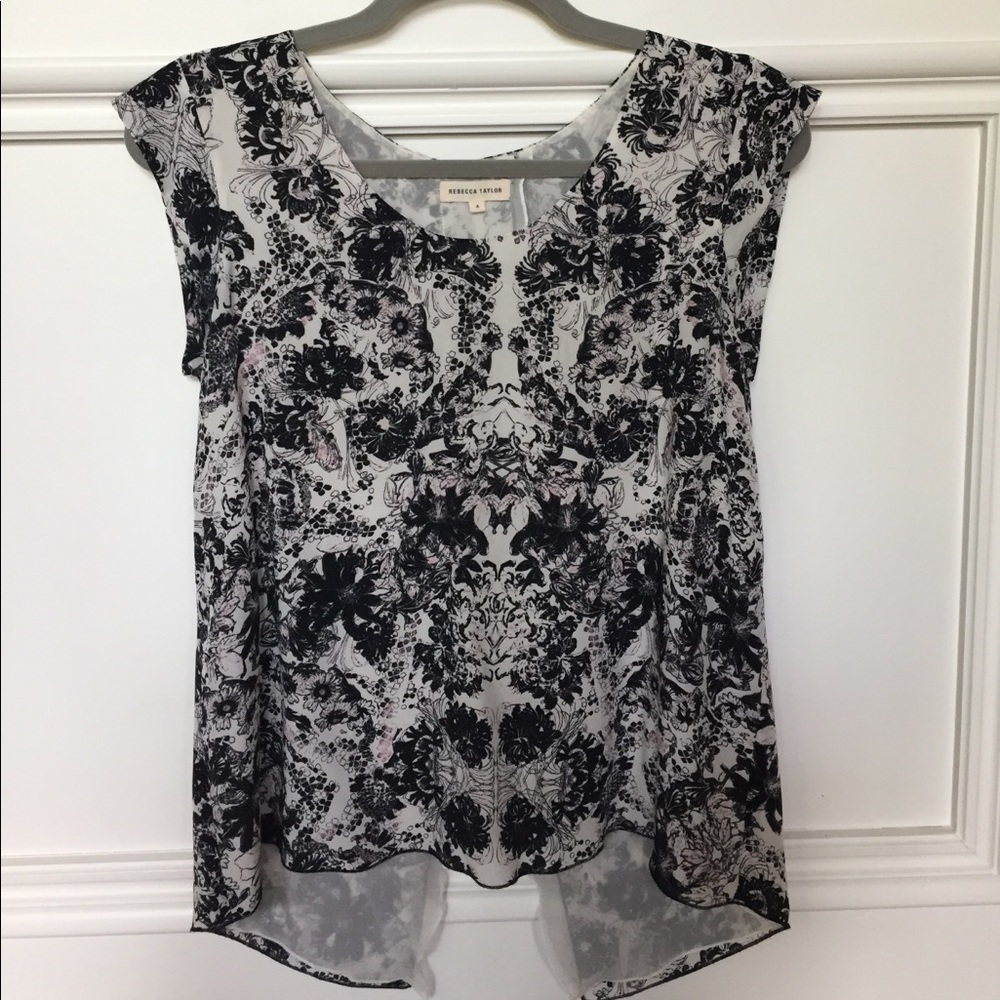 Rebecca Taylor Blouse sz 4 silk black/cream