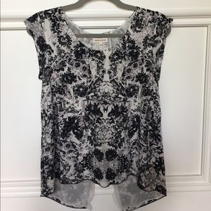 Rebecca Taylor Blouse sz 4 silk black/cream