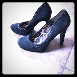 Jessica Simpson black suede studded heels