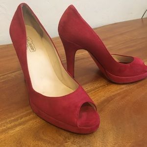 Oh Deer! Red Suede Leather Pumps with open toe