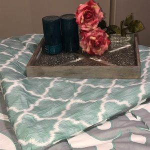 Teal and Gray bed comforter