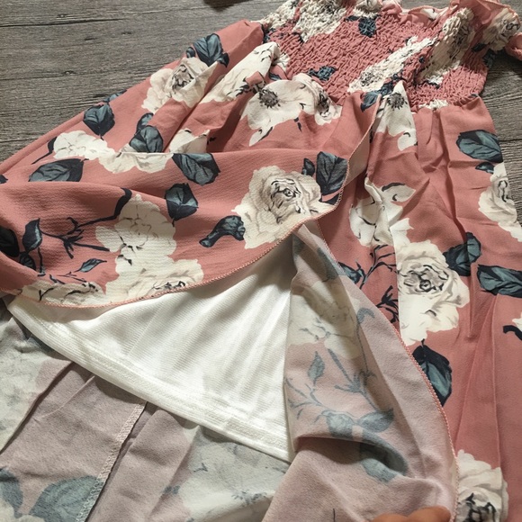 B2G1♦️Boho Floral Off Shoulder Maxi Dress Pink - Picture 5 of 6