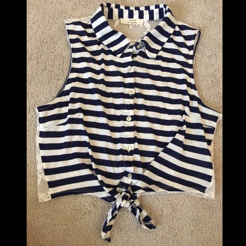 Striped Lacey Crop-top