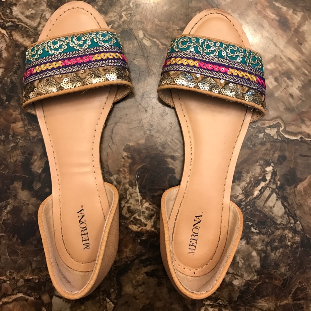 Merona sequin embroidered Indian Sandals Sz 7.5