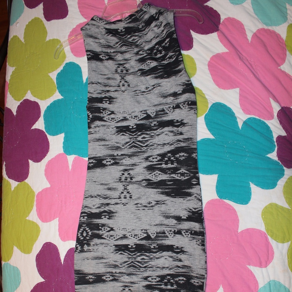 Gray and Black Body Con Midi Dress