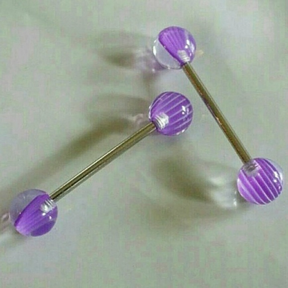 Jewelry - Purple and Clear Stripe Tongue Ring