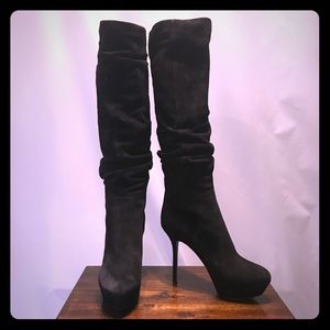 Sergio Rossi Suede Knee High Platform Boots