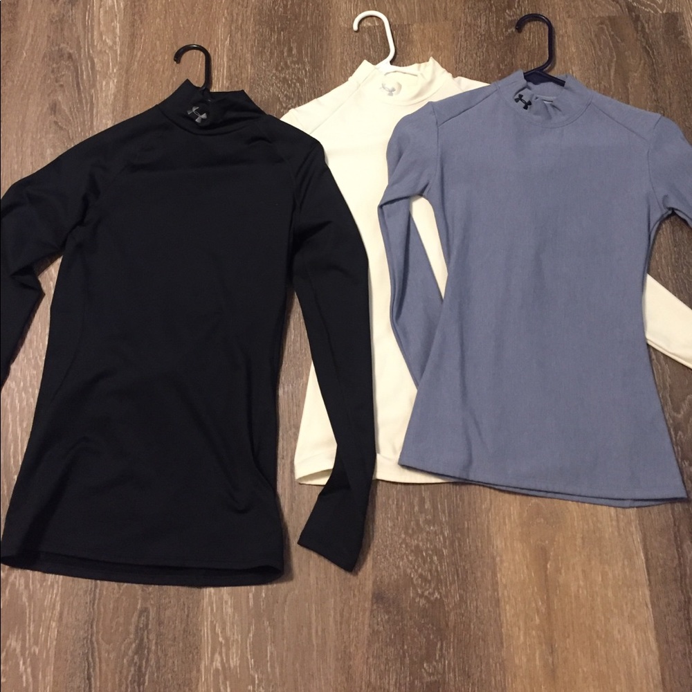 Grey, white, and black under armour cold gear