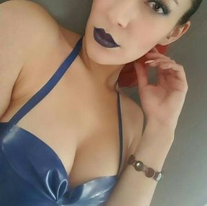 Small blue chlorinated latex crop top