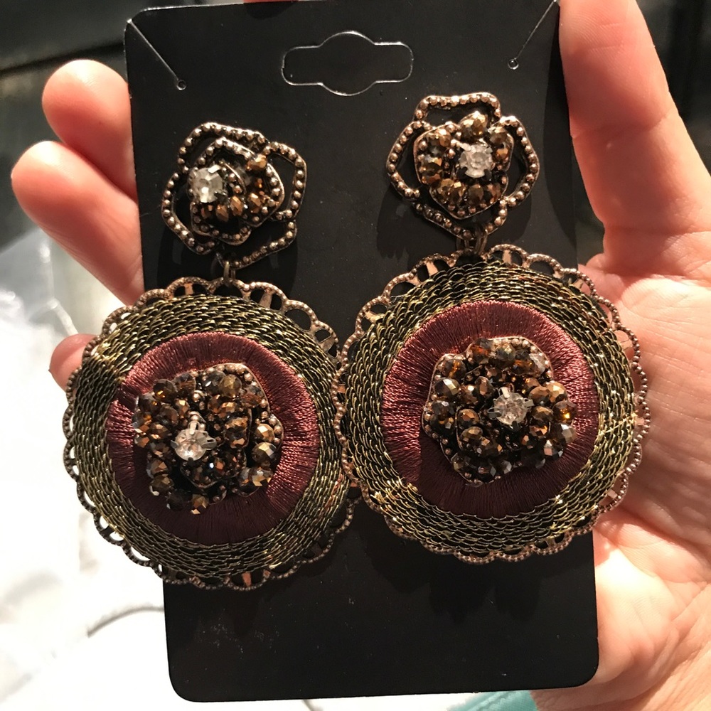 Beautiful brass and brown earrings