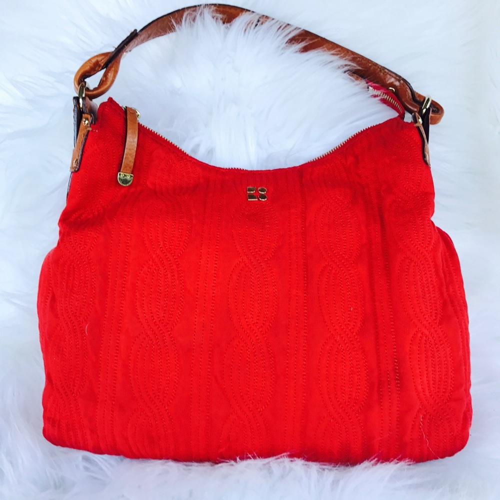 Kate Spade Red Canvas and Letaher Handbag.