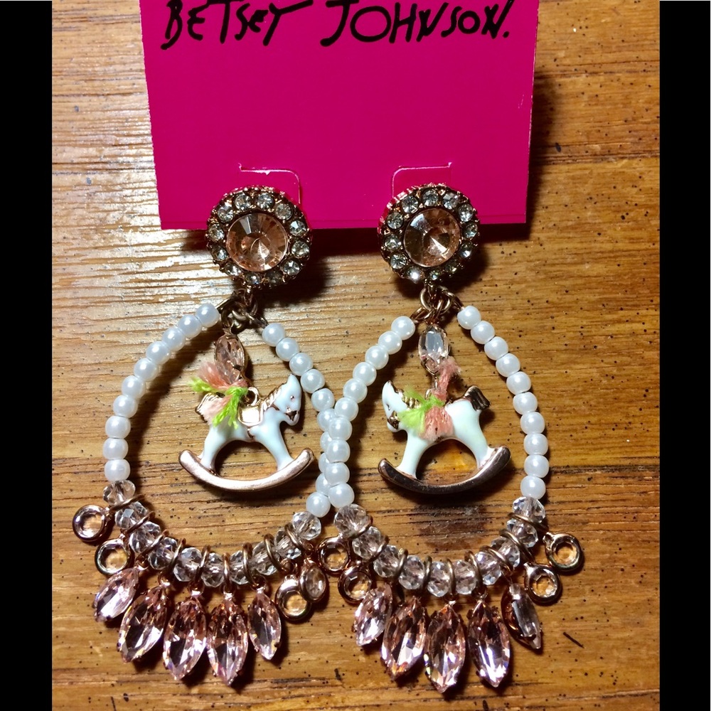 Betsey Johnson Vintage Bows Rocking Horse Earrings