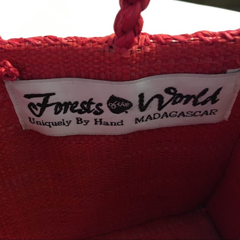Pink straw bag purse forests of the world vintage - Picture 7 of 7