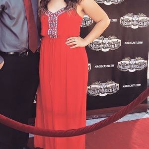 Red orange maxi dress