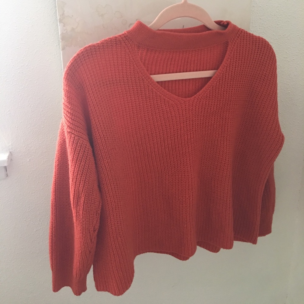 Pumpkin orange chocker sweater.