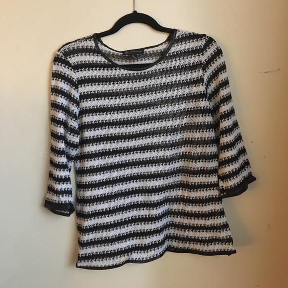 Ladies Black & White Crochet Knit sweater - Picture 1 of 4