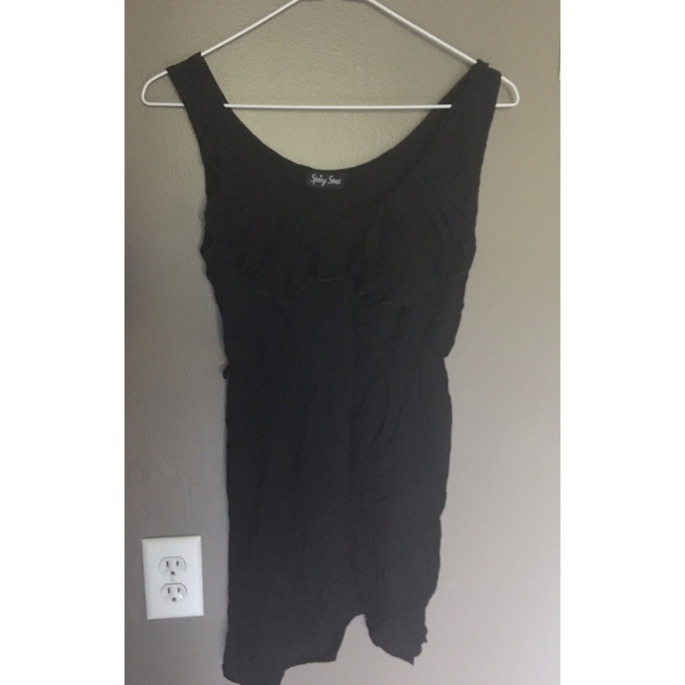 Ruffle Top Black Sleeveless Dress