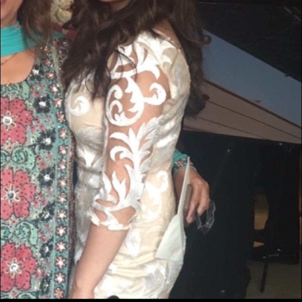 Beige and cream lace dress