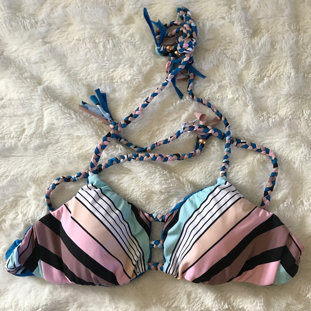 STRIPE UP YOUR LIFE REVERSIBLE Bikini TOP - Picture 2 of 5