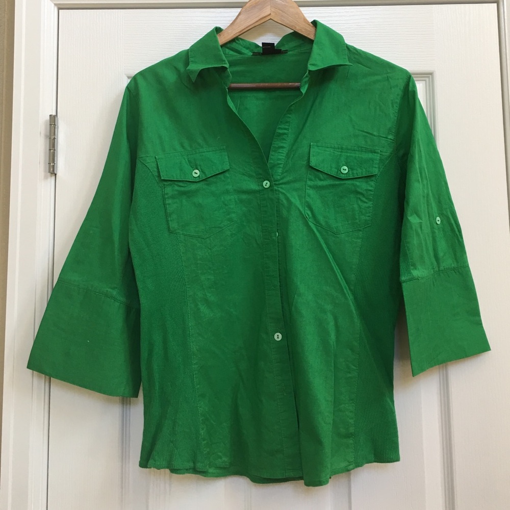 Kelly green button down