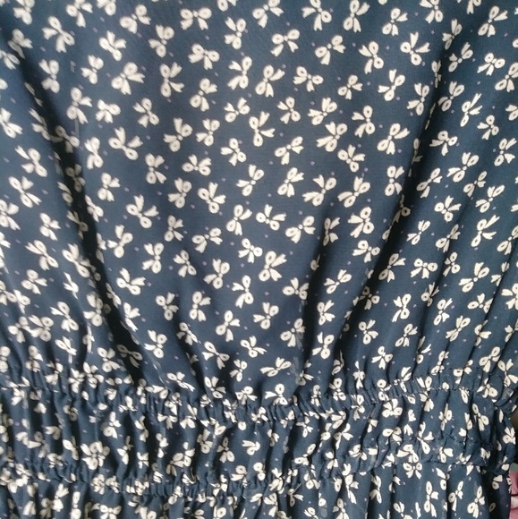 Navy blue bow print dress - Picture 2 of 4