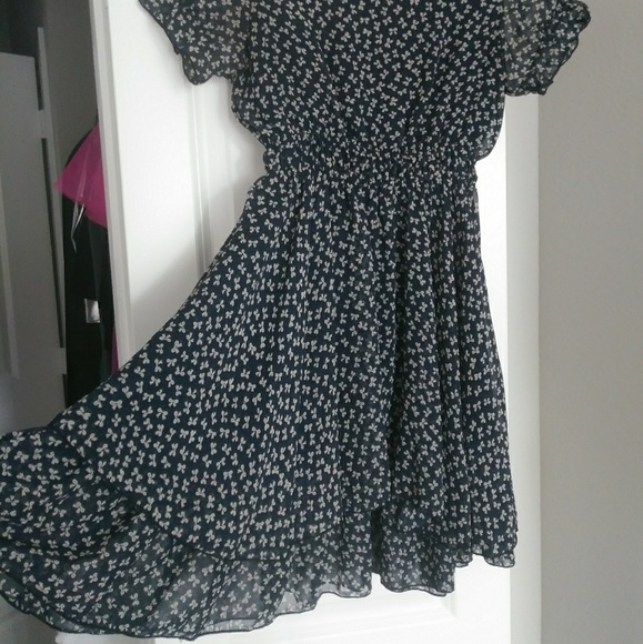 Navy blue bow print dress - Picture 3 of 4