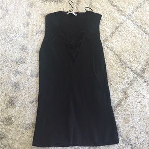 Black lace up tank