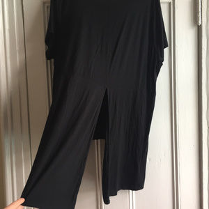 Eloquii Black T-Shirt with Tails Hi Low Plus Size