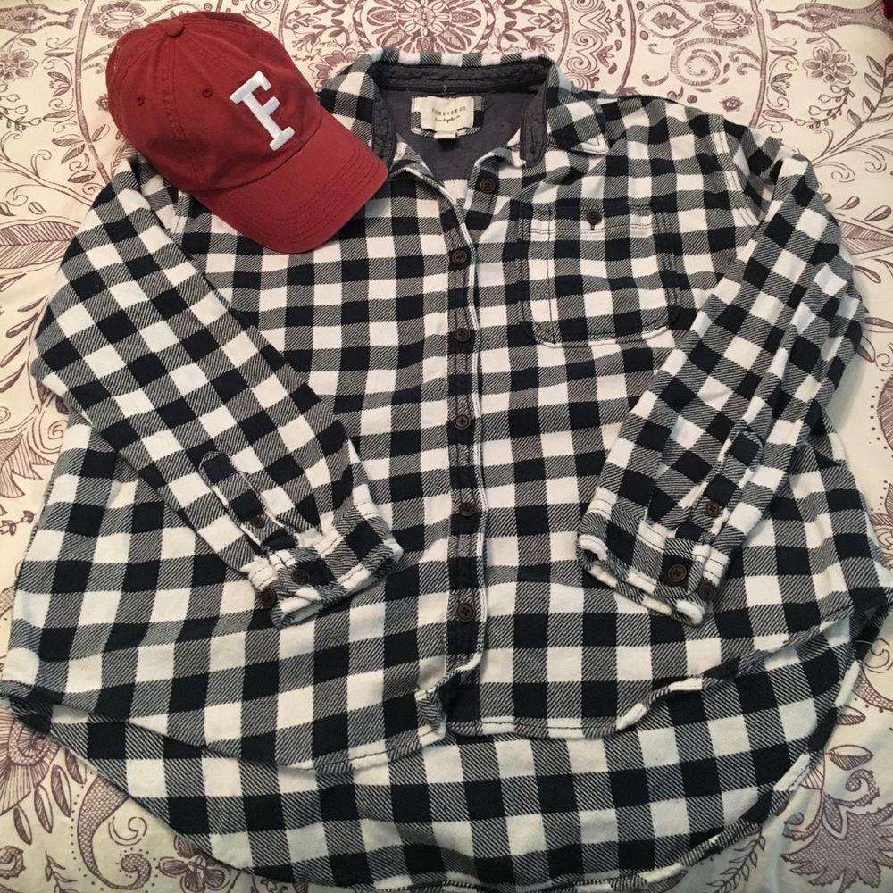 Navy and White Flannel