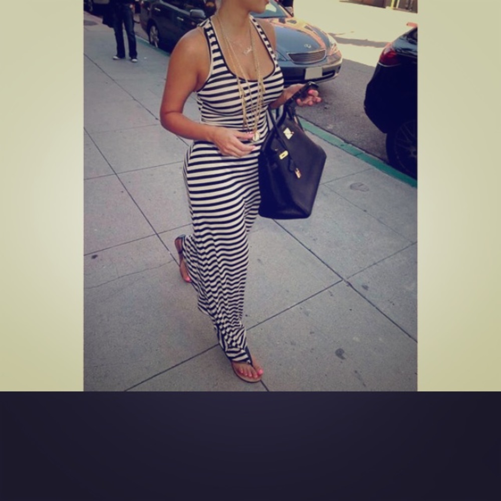 Black and white striped dress