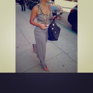 Black and white striped dress