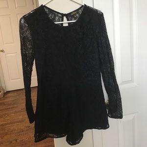 Black Lace Open Back Romper