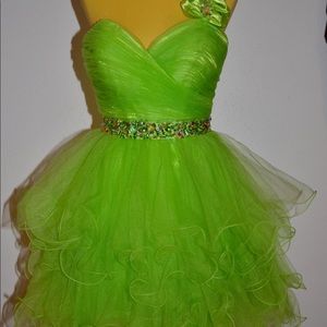 Bright green short homecoming dress